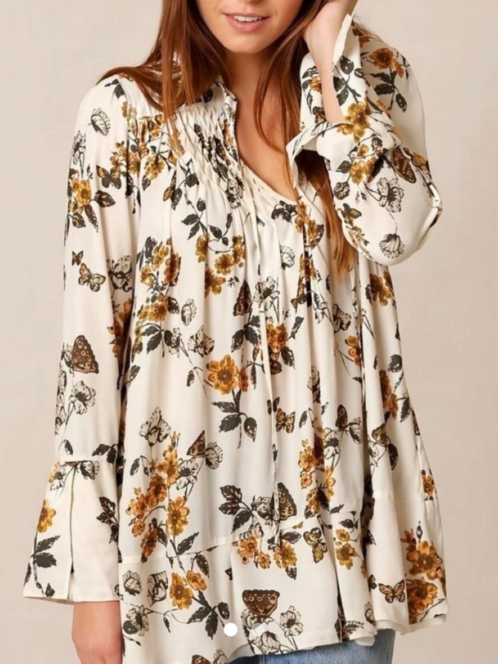 Free People Pebble Crepe So Fine tunic top Sz S